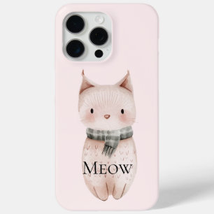 Blush Pink Meow Cat  iPhone 15 Pro Max Case