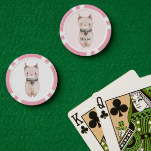 Blush Pink Meow Cat Poker Chips