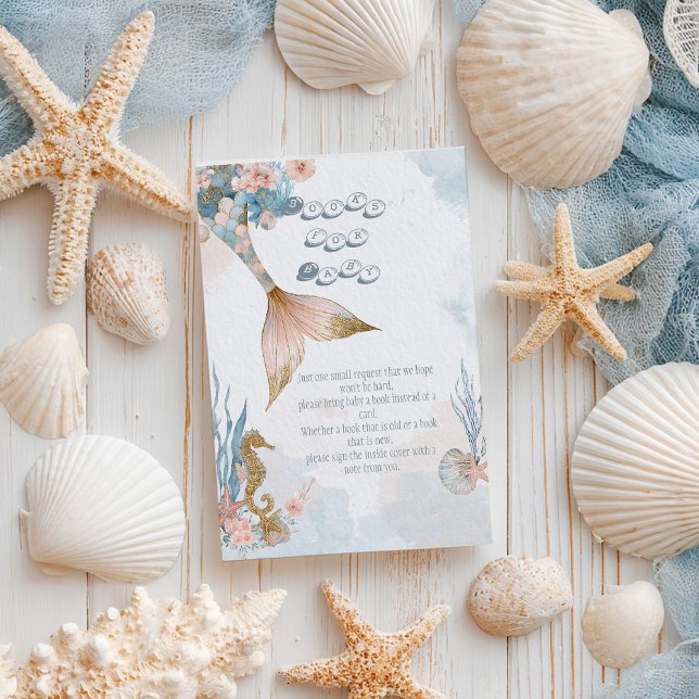 Blush Pink Mermaid Tail Baby Shower Book for Baby Enclosure Card (Creator Uploaded)