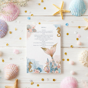 Blush Pink Mermaid Tail Baby Shower  Menu