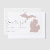 Blush Pink Michigan Map Minimalist Save the Date