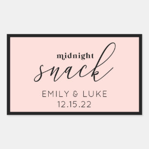 Blush Pink Midnight Snack Custom Wedding Square S Rectangular Sticker