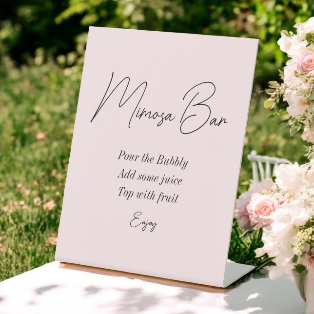 Blush Pink Mimosa Bar Bridal Shower  Pedestal Sign (Creator Uploaded)