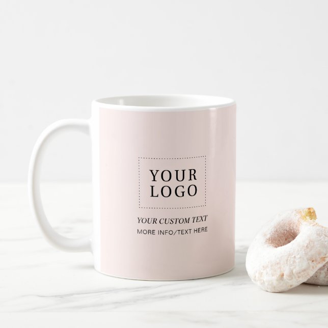 Blush Pink | Minimal Business Logo Promotional Coffee Mug (With Donut)