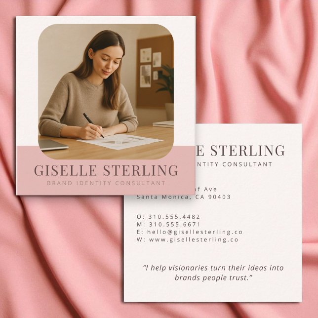 Blush Pink Minimal Professional Company Name  Square Business Card (Creator Uploaded)