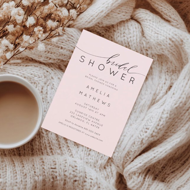Blush Pink Minimal Typography Bridal Shower Invitation (Creator Uploaded)
