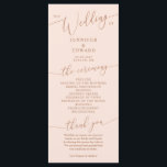 Blush Pink Minimal Wedding Ceremony Program Programme<br><div class="desc">Minimal wedding program featuring modern script font on a blush pink background. All the wedding ceremony information and the wedding party's name listed on this program.</div>