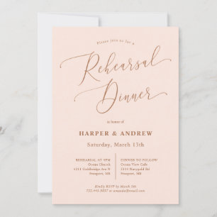 Blush Pink Minimal Wedding Rehearsal Dinner Invitation