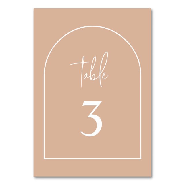 Blush Pink Minimalist Arch Wedding Table Number (Front)