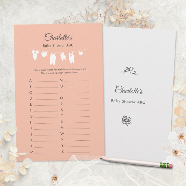 Blush Pink Minimalist Baby Girl Shower ABC Game (Minimalist Blush Pink Baby Girl Shower ABC Game ©Susanne Sachers - Sunny Mind 🌞)