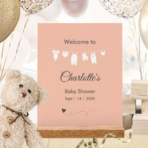 Blush Pink Minimalist Baby Girl Shower Acrylic Sign