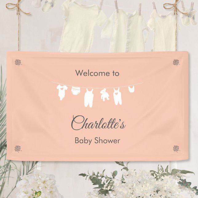 Blush Pink Minimalist Baby Girl Shower Banner (Minimalist Blush Pink Baby Girl Shower Welcome Banner ©Susanne Sachers - Sunny Mind 🌞)