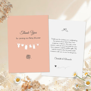 Blush Pink Minimalist Baby Girl Shower Thank You Card