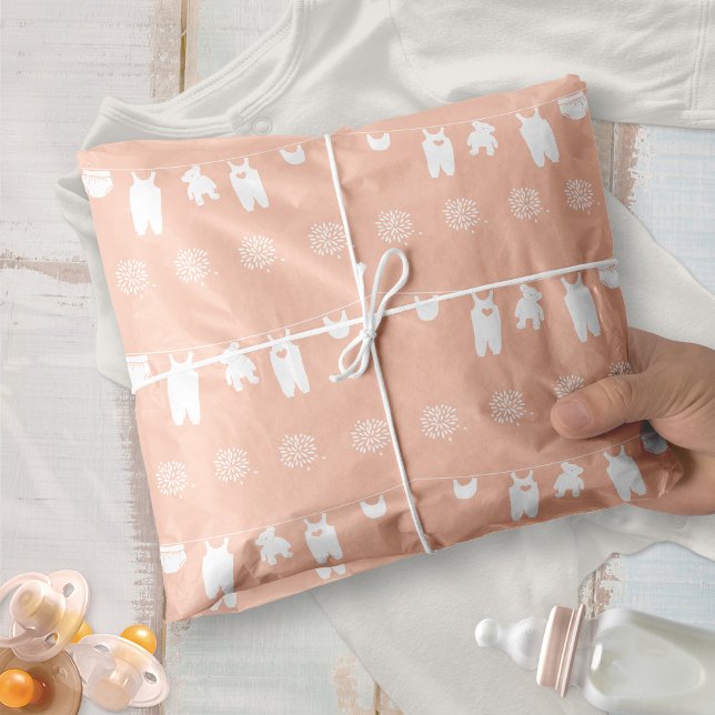 Blush Pink Minimalist Baby Girl Shower Tissue Paper (Minimalist Blush Pink Soft Peach Baby Girl Shower Tissue Paper ©Susanne Sachers - Sunny Mind 🌞)