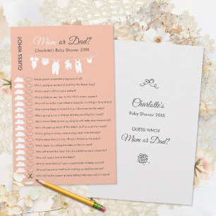 Blush Pink Minimalist Baby Shower Guess Who Game
