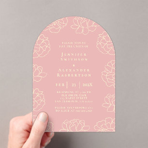 Blush Pink Minimalist Botanical Wedding Invitation