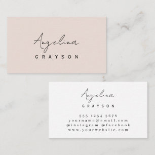 Blush Pink Minimalist Feminine Handwritten script Business Card