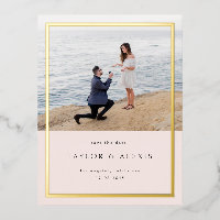 Blush Pink Minimalist Frame Photo Save the Date