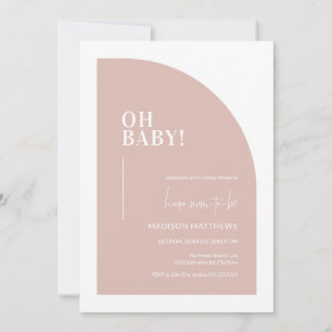 Blush Pink Minimalist Half Arch Oh Baby Shower Invitation