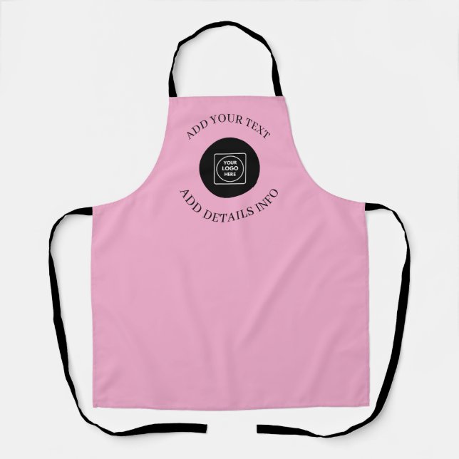 Blush Pink Minimalist Logo & Text Business Design Apron (Front)