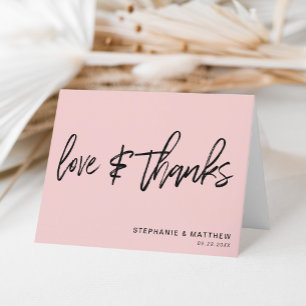Blush Pink Minimalist Love and Thanks Wedding Thank You Card