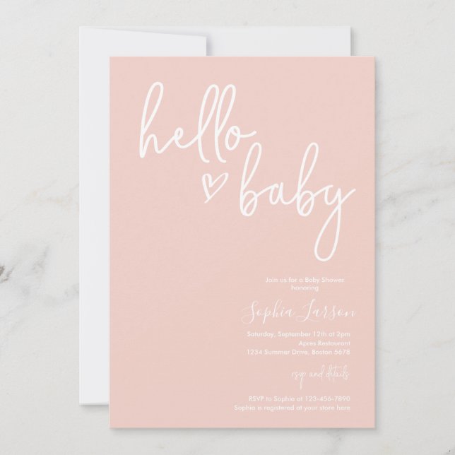 Blush Pink Minimalist Modern Boho Baby Shower Invitation (Front)