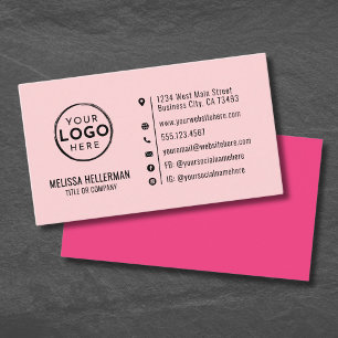 Blush Pink Minimalist Modern Custom Logo Business Card