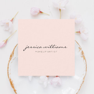 Blush Pink Minimalist Modern Professional Square Business Card