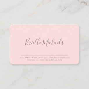 Blush Pink Minimalist Script Name Business Card