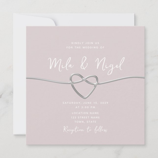 Blush Pink Minimalist Square Wedding Invite (Front)