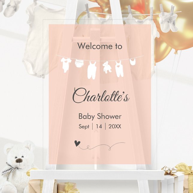 Blush Pink Minimalist Translucent Baby Girl Shower Acrylic Sign (Blush Pink Minimalist Translucent Baby Girl Shower Acrylic Sign ©Susanne Sachers - Sunny Mind 🌞)