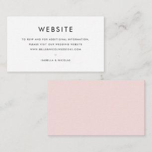 Blush Pink Minimalist Typography Wedding Website Enclosure Card
