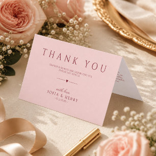 Blush Pink Minimalist Wedding Folded Thank You