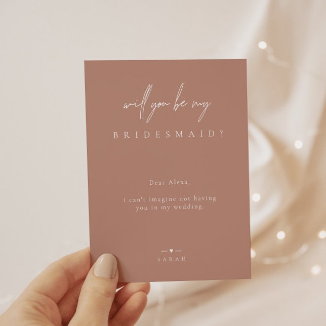 Blush Pink Minimalist Will You Be My Bridesmaid In Invitation (Creator Uploaded)