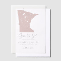 Blush Pink Minnesota Map Minimalist Save the Date