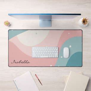 Blush Pink Mint Abstract Modern Collection Desk Mat