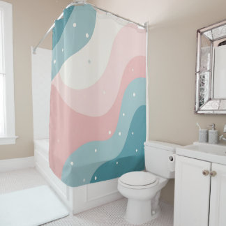 Blush Pink Mint Abstract Modern Collection Shower Curtain