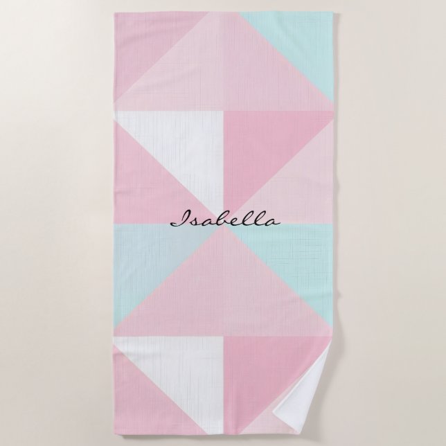 Blush Pink Mint Abstract Popular Collection Beach Towel (Front)