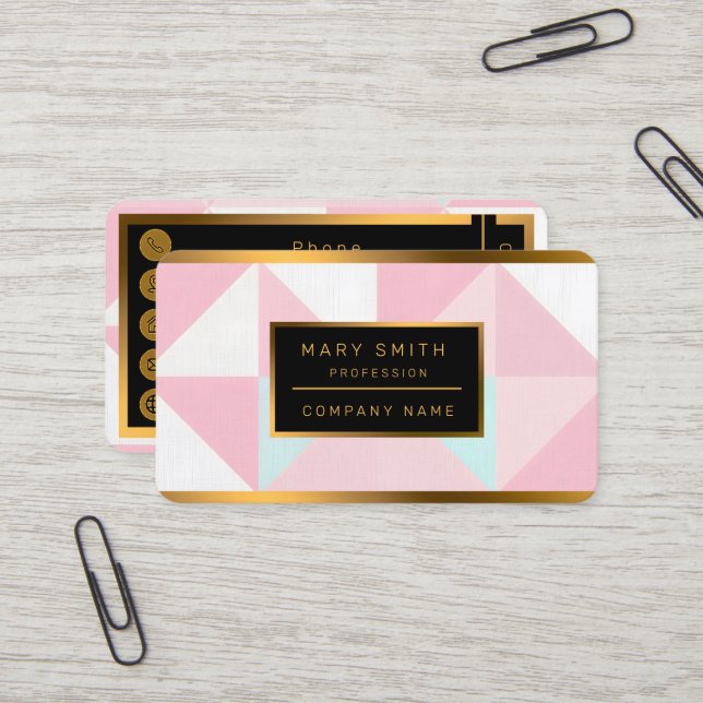 Blush Pink Mint Abstract Popular Collection Business Card (Front/Back In Situ)