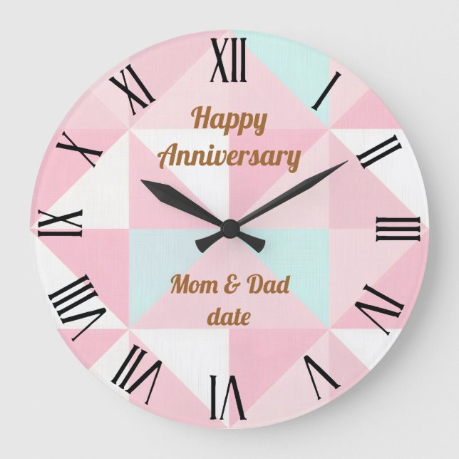 Blush Pink Mint Abstract Popular Collection Large Clock (Front)
