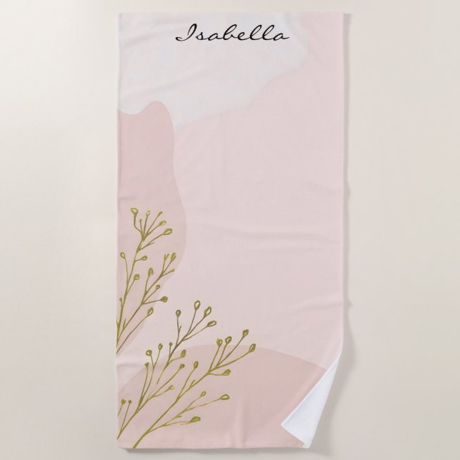 Blush Pink Mint Abstract Trendy Collection Beach Towel (Front)