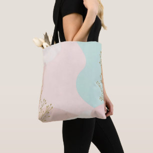 Blush Pink Mint Abstract Trendy Collection Tote Bag