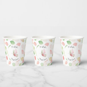 Blush Pink Mint Floral Butterfly Bridal Shower  Paper Cups