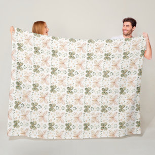 Blush Pink Mint Green Butterflies Fleece Blanket
