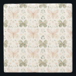 Blush Pink Mint Green Butterflies  Stone Coaster<br><div class="desc">Blush Pink Mint Green Butterflies</div>