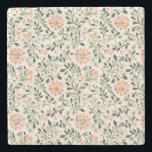 Blush Pink Mint Green Butterfly Stone Coaster<br><div class="desc">Blush Pink Peach Flowers Green Leaves</div>