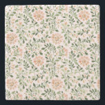Blush Pink Mint Green Butterfly Stone Coaster<br><div class="desc">Blush Pink Peach Flowers Green Leaves</div>