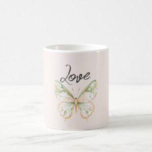 Blush Pink Mint Green Gold Butterfly Coffee Mug