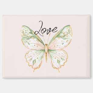 Blush Pink Mint Green Gold Butterfly Love Magnet