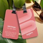 Blush Pink Mod Retro Striped Pattern Custom Name Luggage Tag<br><div class="desc">70s Inspired Retro Stripes - A funky pattern with bold stripes and a monogram of your first or last name. If your art still needs to be adjusted, click on the Customise This button. This will take you to a design area where you can move things around and even change...</div>